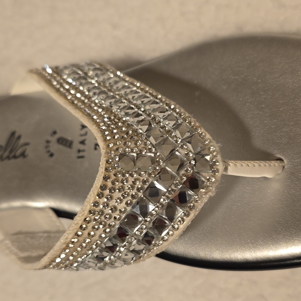 Toscanella White and Rhinestone Sandals - Picture 3 of 11